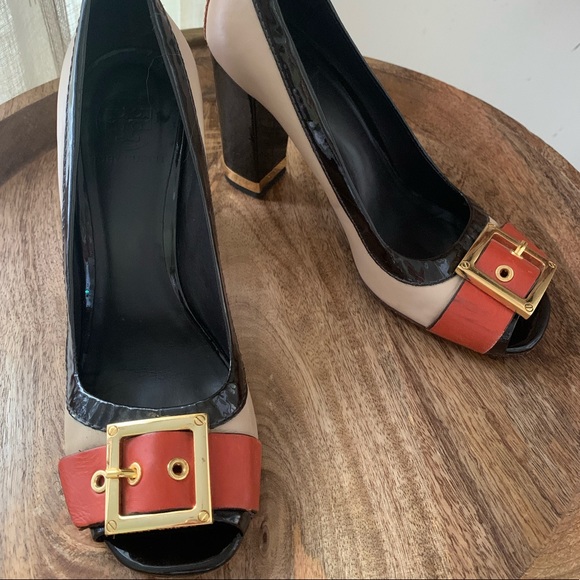 Amazing Tory Burch Peep Toe Block Heels - Picture 9 of 14
